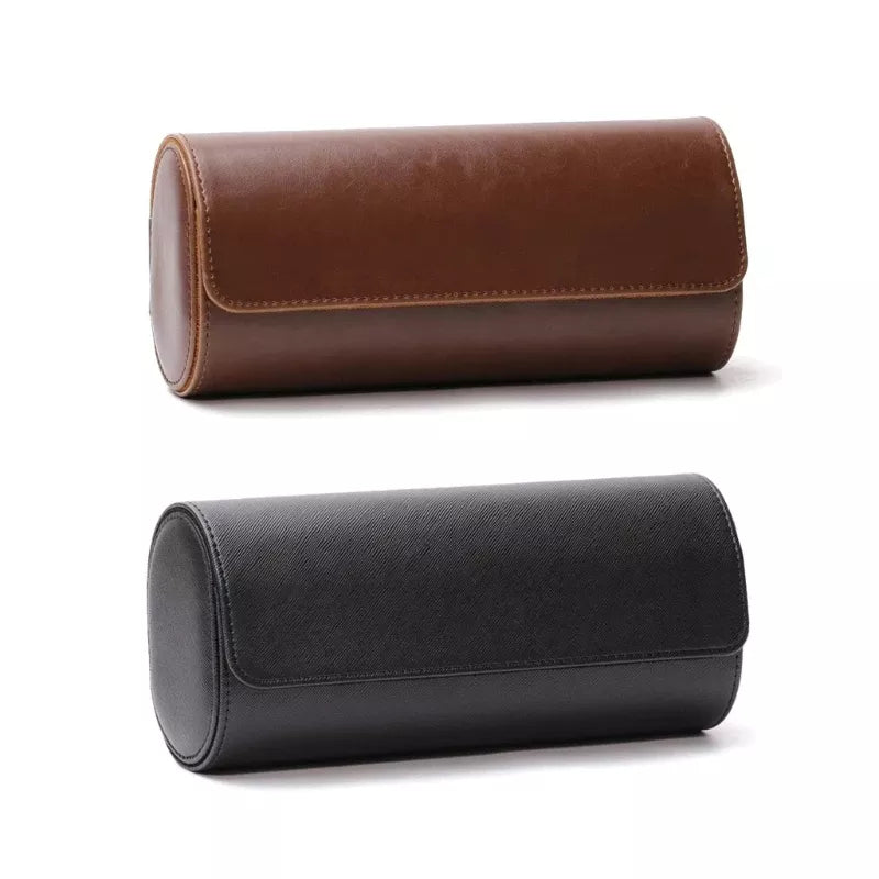 1 2 3 Slots Watch Roll Travel Case Chic Portable Vintage Leather Display Watch Storage Box with Slid in Out Watch Organizers
