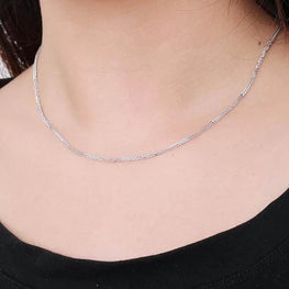 1.4mmW  Thick Genuine 18K White Gold Necklace Wheat For Men and female Style Bold necklace 40/43/45/50cm  2019