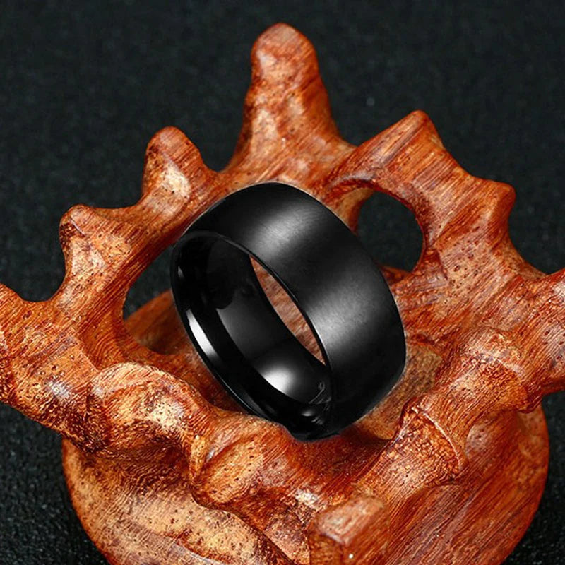 100% Titanium Rings Men 8mm Cool Black Jewelry Wedding Engagement Male