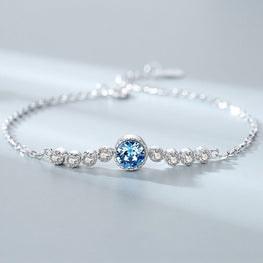 S925 sterling silver bracelet women fashion all-match crystal bracelet student girlfriend jewelry