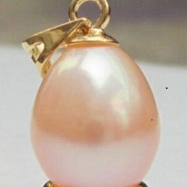 Natural Drop 8-9mm AAA+++ Peacock Black   White Pink Black South Sea Pearl Pendant 14K yellow Gold - jewelrycafee