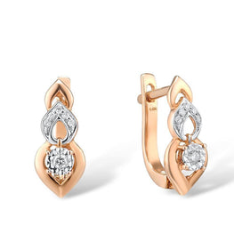 VISTOSO Pure 14K 585 Two-Tone Gold Sparkling Illusion-Set Miracle Plate Diamond Earrinings For Women Fashion Trendy Fine Jewelry - jewelrycafee