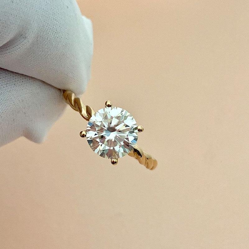 100% 18K Gold ring 1ct D color VVS Moissanite Diamond Ring Wedding ring With national certificate - jewelrycafee