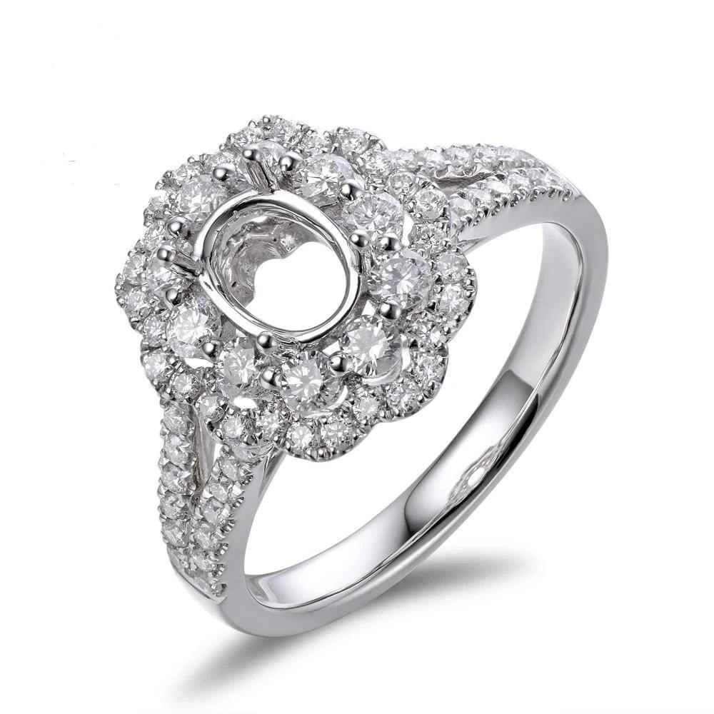 5x7mm Oval Cut Semi Mount Setting Ring 18K White gold Natural 0.93ct Diamond Engagement Jewelry - jewelrycafee