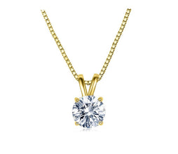 10K Yellow Gold Round Solid Cut Crystal Pendant