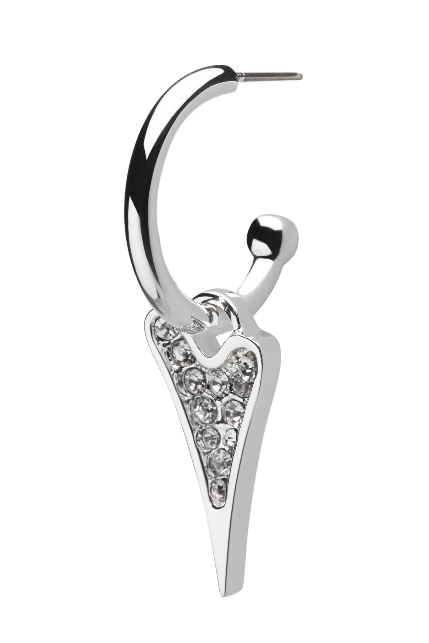 Earrings Silver Hoops with a Diamante heart