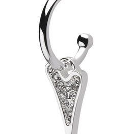 Earrings Silver Hoops with a Diamante heart