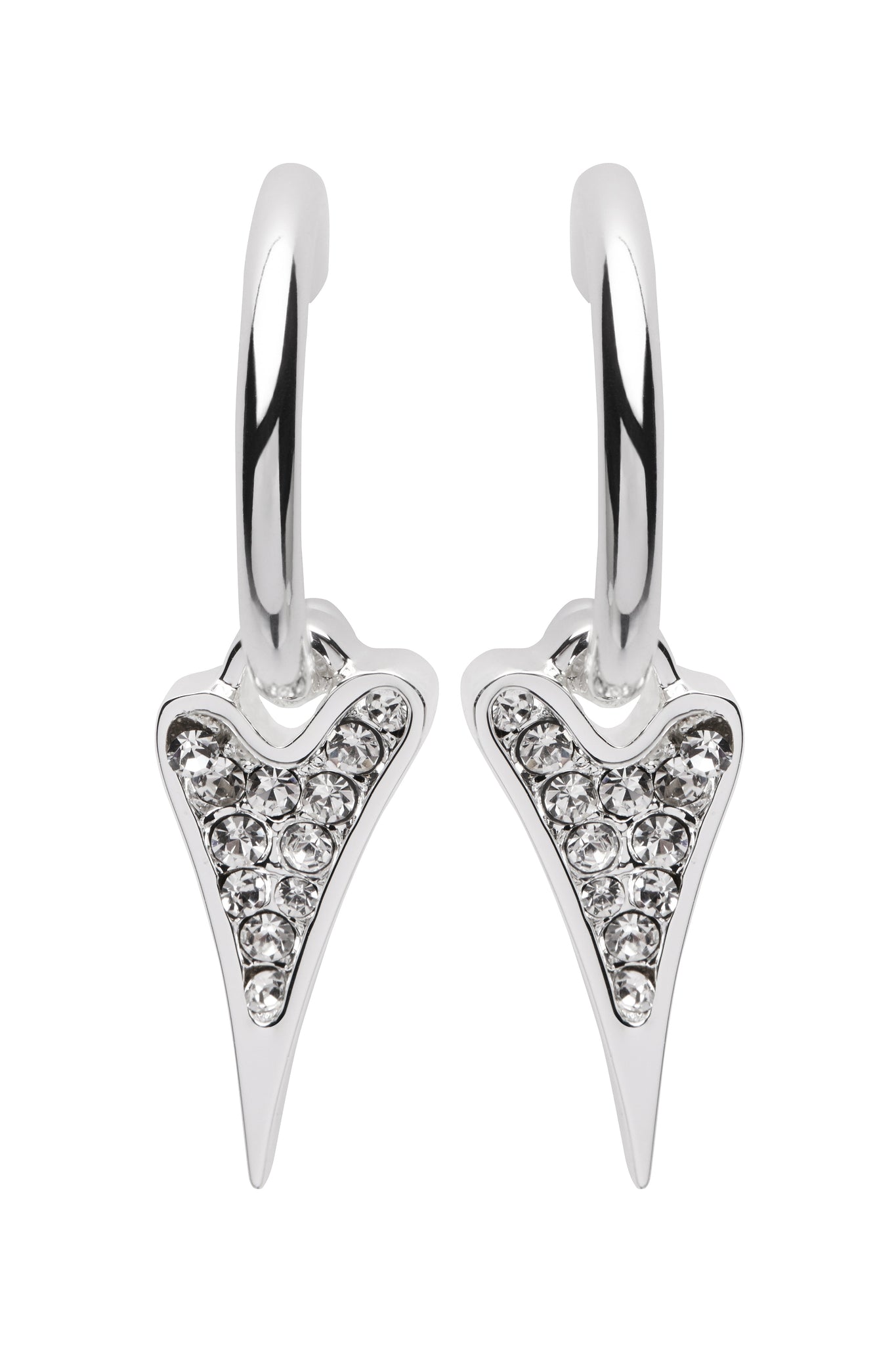 Earrings Silver Hoops with a Diamante heart