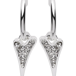 Earrings Silver Hoops with a Diamante heart