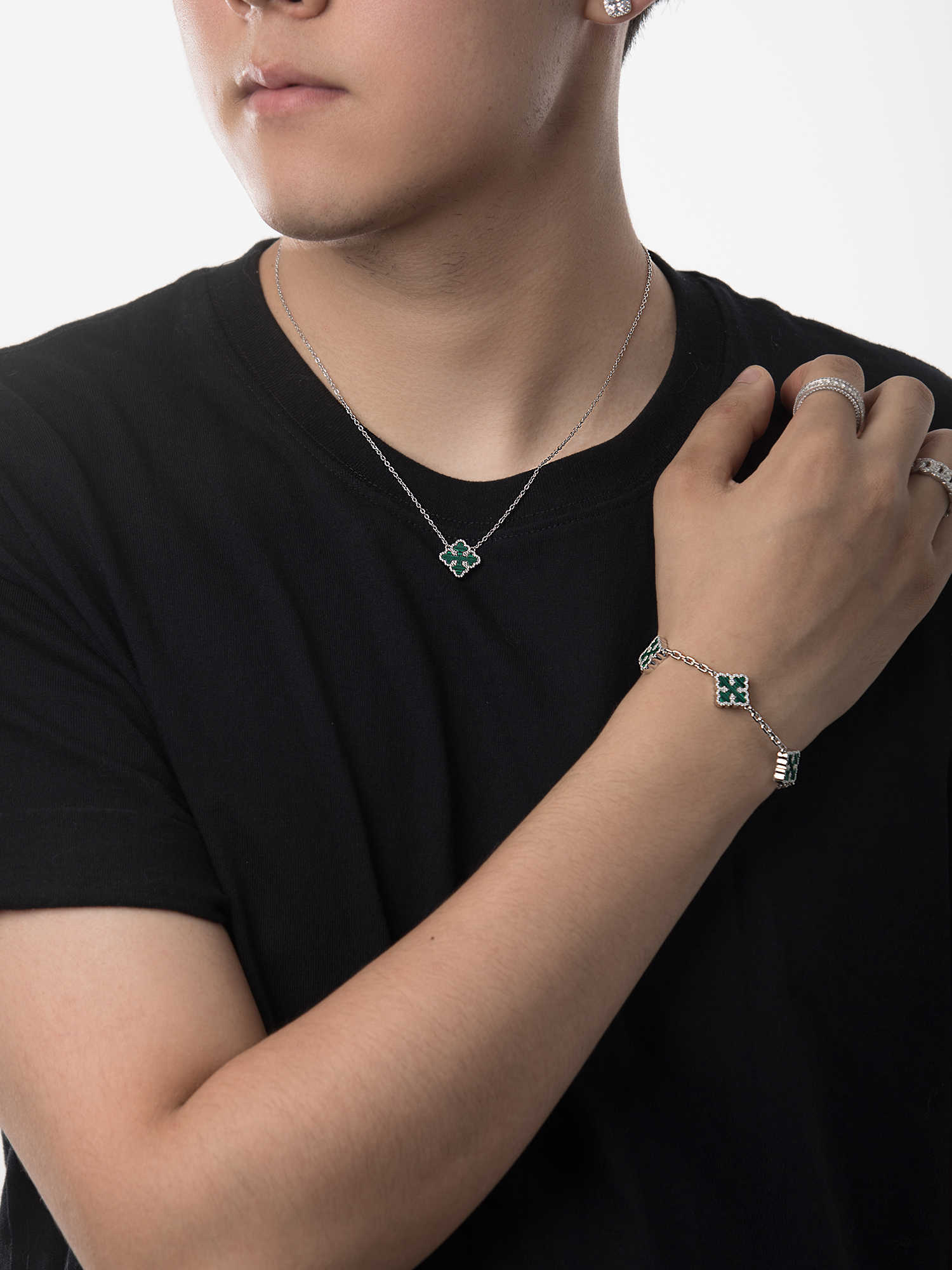 S925 Silver Necklace Fritillary Bud Clover Pendant Series