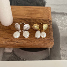 925 sterling silver vintage minimalist  trend shell pearl earrings