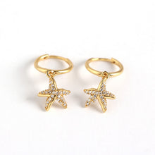 925 Sterling Silver Drop Dangling Holiday Cute CZ Starfish Earrings