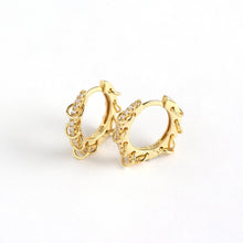 925 Sterling Silver Geometry Mini Circles CZ Hoop Earrings