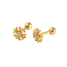 925 Sterling Silver Geometry CZ Cross Flower Stud Earrings