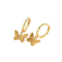 925 Sterling Silver Hoop Butterfly Flying CZ Earrings