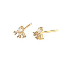 925 Sterling Silver Simple CZ Sunshine Stud Earrings