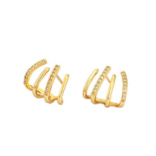 925 Sterling Silver Stud Fashion CZ Harrow Lines Earrings