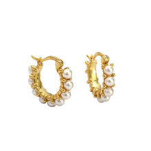 925 Sterling Silver Hoop Women Round Mini Shell Pearl Earrings
