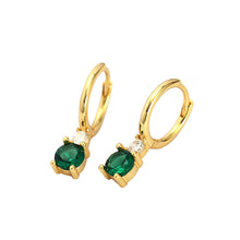 925 Sterling Silver Hoop Earrings Lady Colorful Round CZ Stone