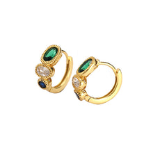 925 Sterling Silver Hoop Earrings Elegant Oval Contrast Color
