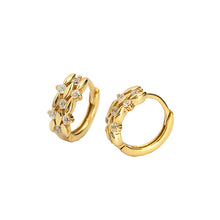 925 Sterling Silver Sweet Mini CZ Leaves Branch Hoop Earrings