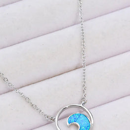 Opal Wave Pendant Necklace