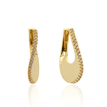 925 Sterling Silver Women Elegant CZ U Shape Hoop Earrings