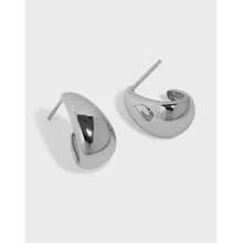 Sterling Silver 925 Minimalist and versatile geometric oval smooth texture  pure silver earring for female