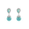 925 Sterling Silver Statement Dangling Drop Earrings With 4.5 Gram Pear Shape Ethiopian Opal & Round Turquoise Gemstone  Fine Jewelry