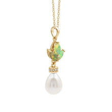 Natural 2.2 Gram Ethiopian Opal Gemstone With Oval Pearl Hanging Pendant in 925 Sterling Silver Material Necklace Fine Jewelry