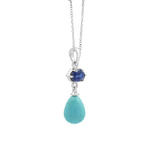 925 Sterling Silver 28x8.5x7 MM Natural Kyanite & Turquoise Gemstone Multi Plated 3.5 Gram Pendant Chain Necklace Fine Jewelry