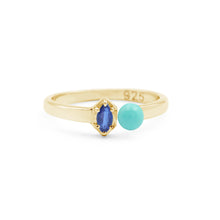 925 Sterling Silver Natural Kyanite & Turquoise Prong Setting Gemstone Adjustable Ring Handmade 2.8 Gram Fine Jewelry Wholesale