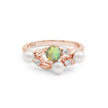 925 Sterling Silver Natural Ethiopian Opal With Pearl Round Shape Faceted Gemstone Engagement Wedding Rings Fine Jewelry