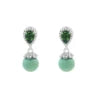 Attractive Solid 925 Sterling Silver Natural 6x4 MM Chrome Diopside & 8 MM Turquoise Gemstone Drop Dangle Earrings Fine Jewelry