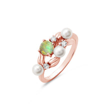 925 Sterling Silver Natural Ethiopian Opal With Pearl Round Shape Faceted Gemstone Engagement Wedding Rings Fine Jewelry