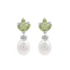 925 Sterling Silver Dangle Drop Earrings Triple Marquise Cut Green Peridot With Round Hanging Pearl Gemstone Fine Jewelry
