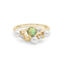925 Sterling Silver Natural Ethiopian Opal With Pearl Round Shape Faceted Gemstone Engagement Wedding Rings Fine Jewelry