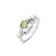 925 Sterling Silver Natural Ethiopian Opal With Pearl Round Shape Faceted Gemstone Engagement Wedding Rings Fine Jewelry