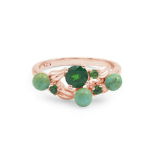 Pure 925 Sterling Silver Natural Chrome Diopside With Turquoise Round Shape Gemstone 10x6 MM 3.2 Gram Wedding Rings Fine Jewelry