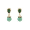 Attractive Solid 925 Sterling Silver Natural 6x4 MM Chrome Diopside & 8 MM Turquoise Gemstone Drop Dangle Earrings Fine Jewelry