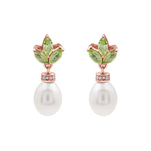 925 Sterling Silver Dangle Drop Earrings Triple Marquise Cut Green Peridot With Round Hanging Pearl Gemstone Fine Jewelry