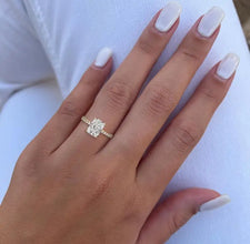 14k Solid gold 2.01 Carat Radiant Cut Certified IGI Lab Grown Diamond Solitaire Ring Hidden Halo Fine Jewelry for Women