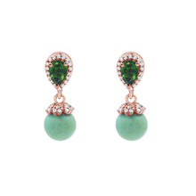 Attractive Solid 925 Sterling Silver Natural 6x4 MM Chrome Diopside & 8 MM Turquoise Gemstone Drop Dangle Earrings Fine Jewelry