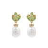925 Sterling Silver Dangle Drop Earrings Triple Marquise Cut Green Peridot With Round Hanging Pearl Gemstone Fine Jewelry