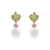 925 Sterling Silver Dangle Drop Earrings Triple Marquise Cut Green Peridot With Round Hanging Pearl Gemstone Fine Jewelry