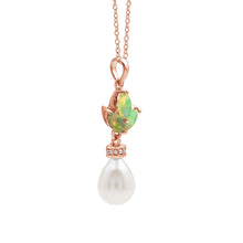 Natural 2.2 Gram Ethiopian Opal Gemstone With Oval Pearl Hanging Pendant in 925 Sterling Silver Material Necklace Fine Jewelry