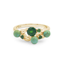 Pure 925 Sterling Silver Natural Chrome Diopside With Turquoise Round Shape Gemstone 10x6 MM 3.2 Gram Wedding Rings Fine Jewelry