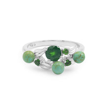 Pure 925 Sterling Silver Natural Chrome Diopside With Turquoise Round Shape Gemstone 10x6 MM 3.2 Gram Wedding Rings Fine Jewelry