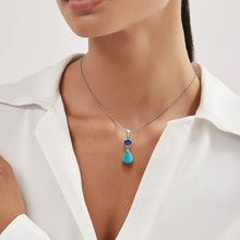 925 Sterling Silver 28x8.5x7 MM Natural Kyanite & Turquoise Gemstone Multi Plated 3.5 Gram Pendant Chain Necklace Fine Jewelry