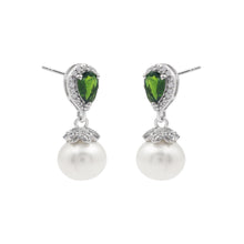 925 Sterling Silver Natural Chrome Diopside Pearl Gemstone Rose Gold Plated Drop Earrings Trendy Fine Jewelry Low Cost